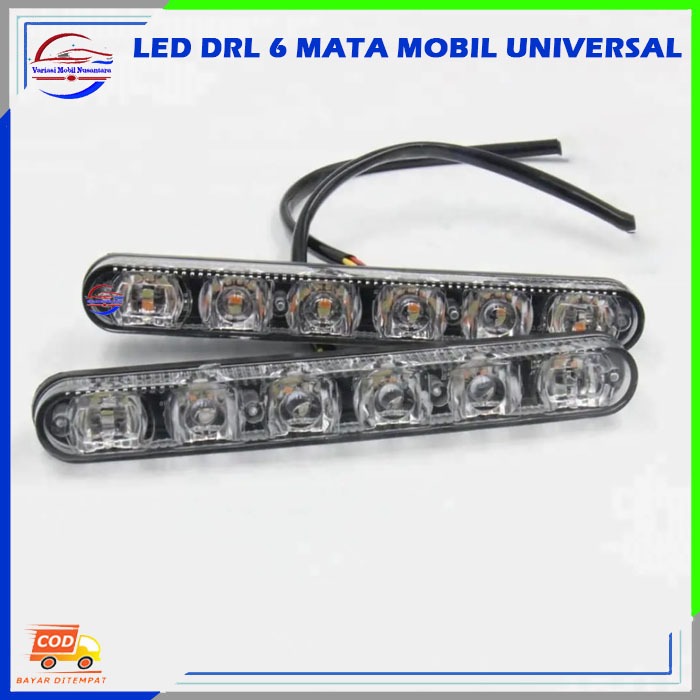 Lampu Led DRL 6 Mata Lampu Depan Kabut Sorot Putih Mobil Universal