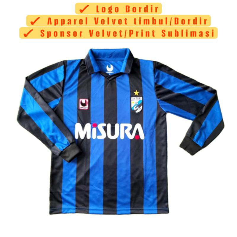 Jersey Retro Inter Milan Home 1988/89 Longsleeve Size Lengkap S-5XL
