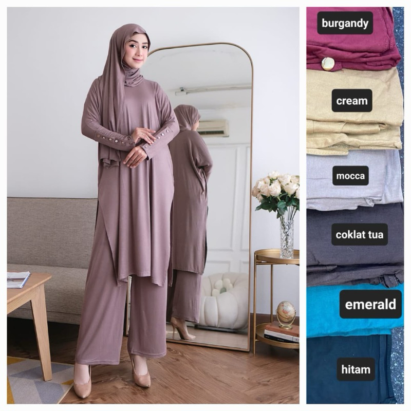 setelan tunik plus hijab