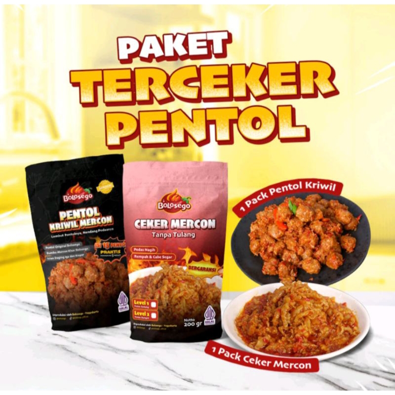 

PAKET TERCEKER PENTOL - dapat 1 pack pentol kriwil dan 1 pack ceker mercon