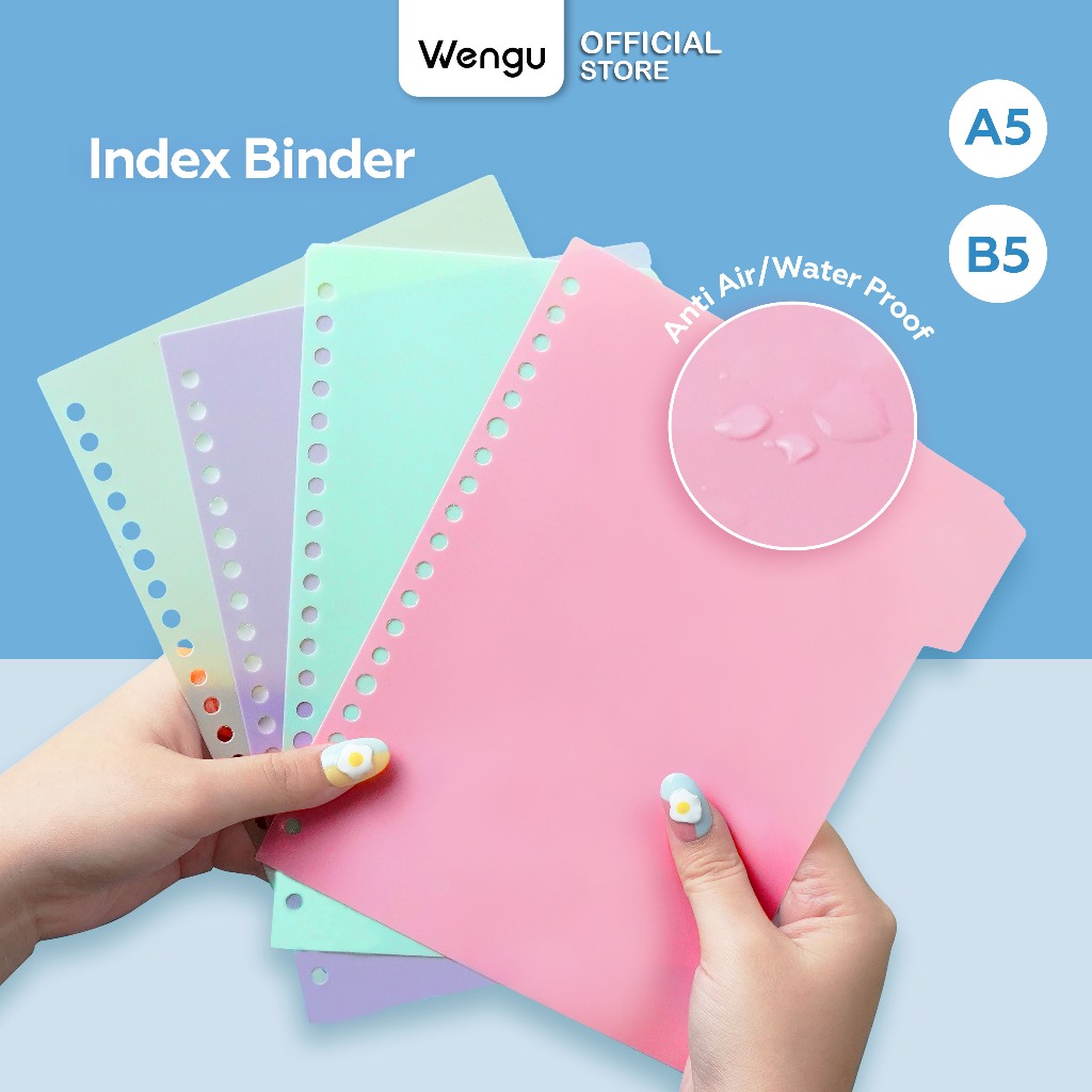 

WENGU Pembatas Buku Binder Divider Index Warna Pastel Aesthetic Ukuran (A5 & B5) A/B5-4P