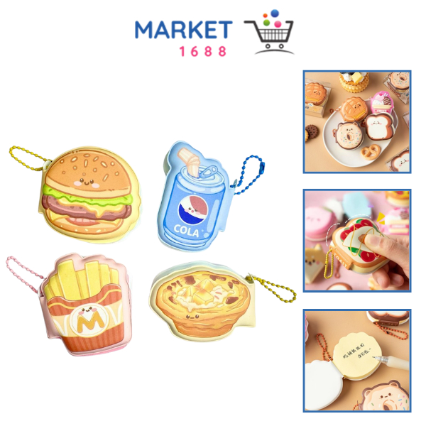 

Market1688 Sticky Note Karakter Lucu 80 Lembar Mini Sticky Notes Dengan Rantai Gantungan Bentuk Makanan Notebook Mini Dengan Bantalan Empuk Squishy Kecil