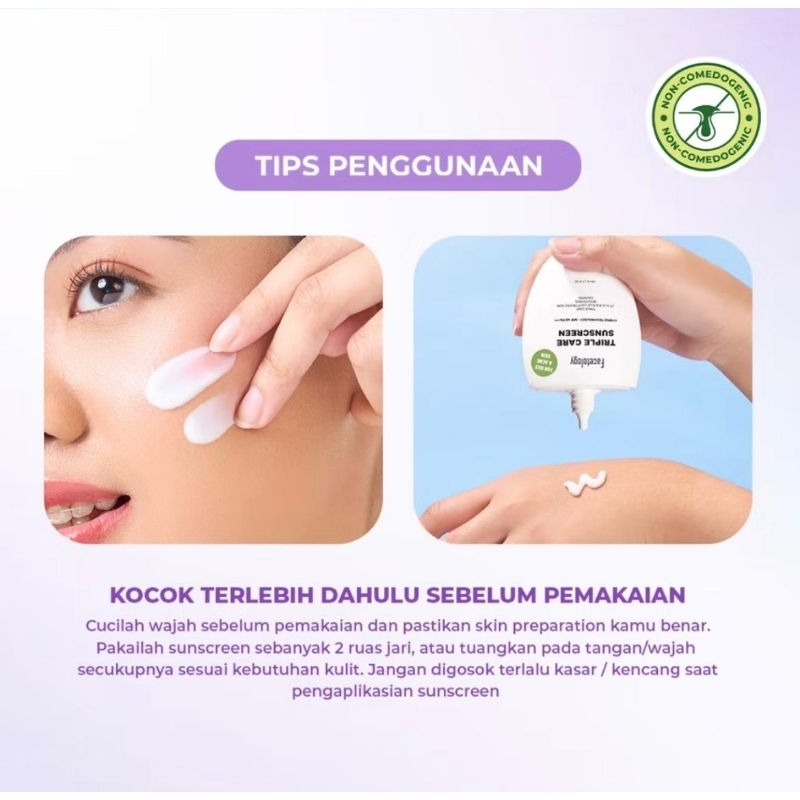 Facetology Triple Care Sunscreen For Acne & Oily Skin SPF 40 PA+++ 40ML 2PCS