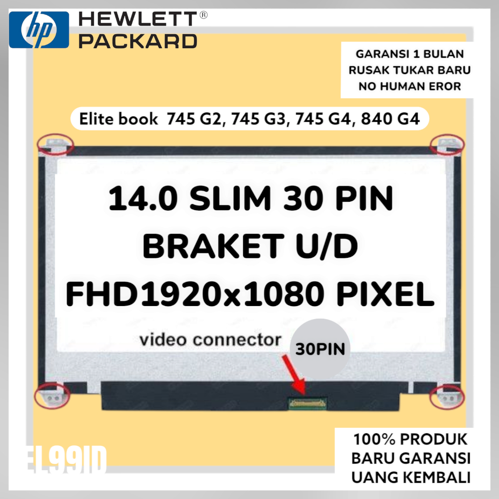 LCD LED HP Elitebook 745 G2, 745 G3, 745 G4, 840 G4 No Touchscreen