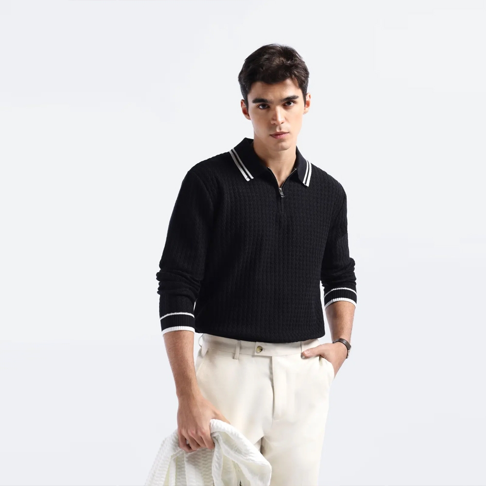 Heymale Luxite Polo Knit Baju Polo Pria Lengan Panjang