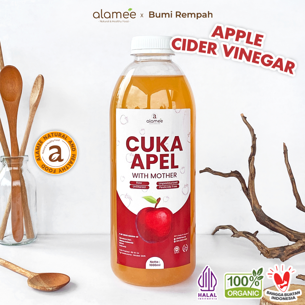 

ALAMEE Cuka Apel Original Vinega With Mother Premium Organik Apple Cider Vinegar Vinega Sari Buah