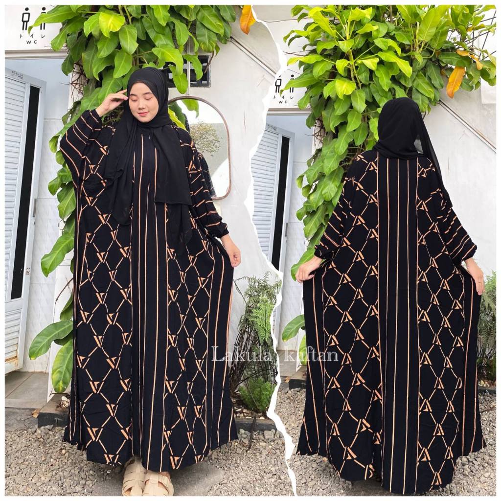 Gamis kaftan Monocrom Rayon Terbaru Kaftan abaya Lengan Panjang busui Jumbo Kaftan Daster Kekinian