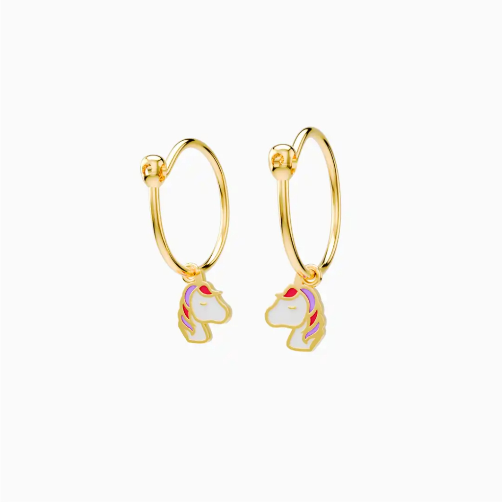 LITTLETHINGSHEWEAR - Anting Emas Anak Little Unicorn - Anting Loop Hoop Anting Bulat