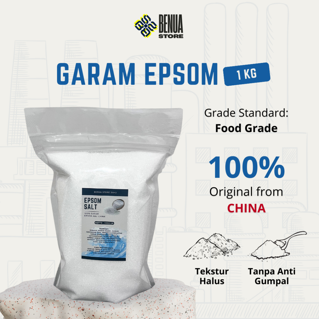 Garam Epsom 1KG / Epsom Salt Magnesium Sulfat / Bath Salt Garam Rendam Kaki / Garam Epsom Inggris