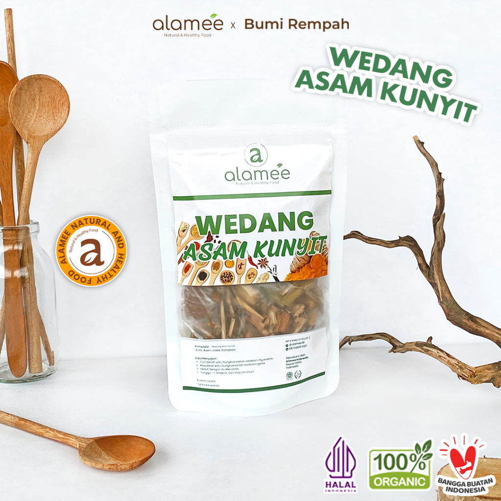 

ALAMEE Wedang Asam Kunyit Kunir Asem Asli Rempah Minuman Herbal Alami Langsung Seduh Lengkap Komplit