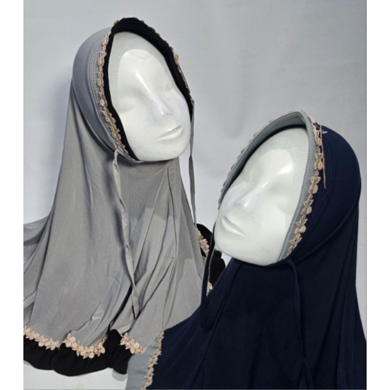 Kerudung Bergo/Jilbab Instan/Jilbab Jersey/Jersey Premium/Motif Renda