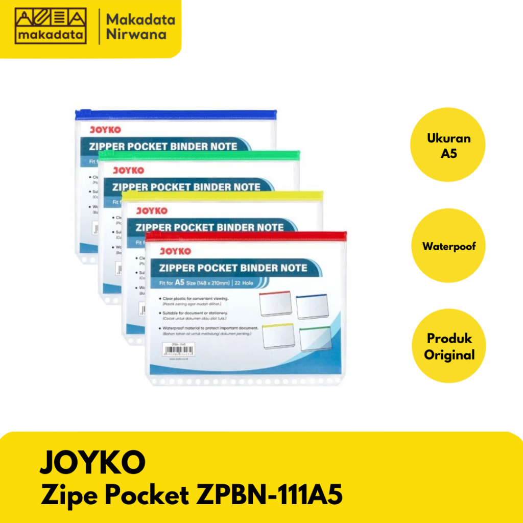 

JOYKO ZIPPER POCKET FILE/DOCUMENT BINDER NOTE ZPBN-111 A5 (1 PCS)