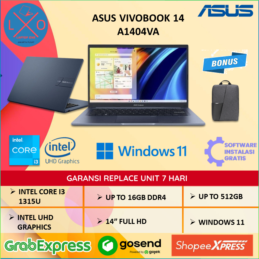 Laptop Asus Vivobook i3-1315U 16GB 512GB 14" Full HD Windows 11 + OHS - Asus Vivobook A1404VA