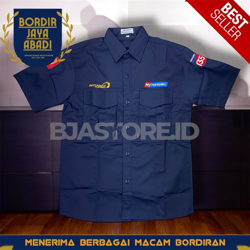 Kemeja Taktikal My Pertamina Pertamax Turbo Biru Navy