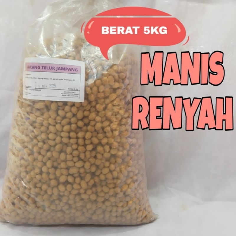 

Cemilan Kacang Telur Manis 5kg / Kacang Telur Satu Bal