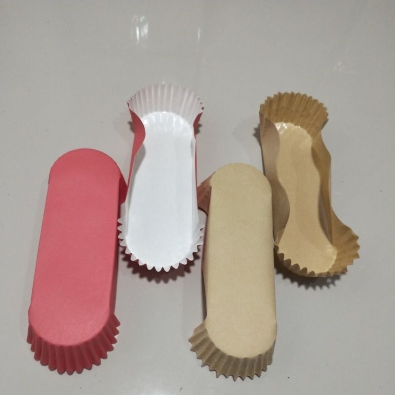 Cup Roti PET CC Polygonal Oval Laminasi anti lengket isi 200pcs (Kraf Polos & Red Polos)