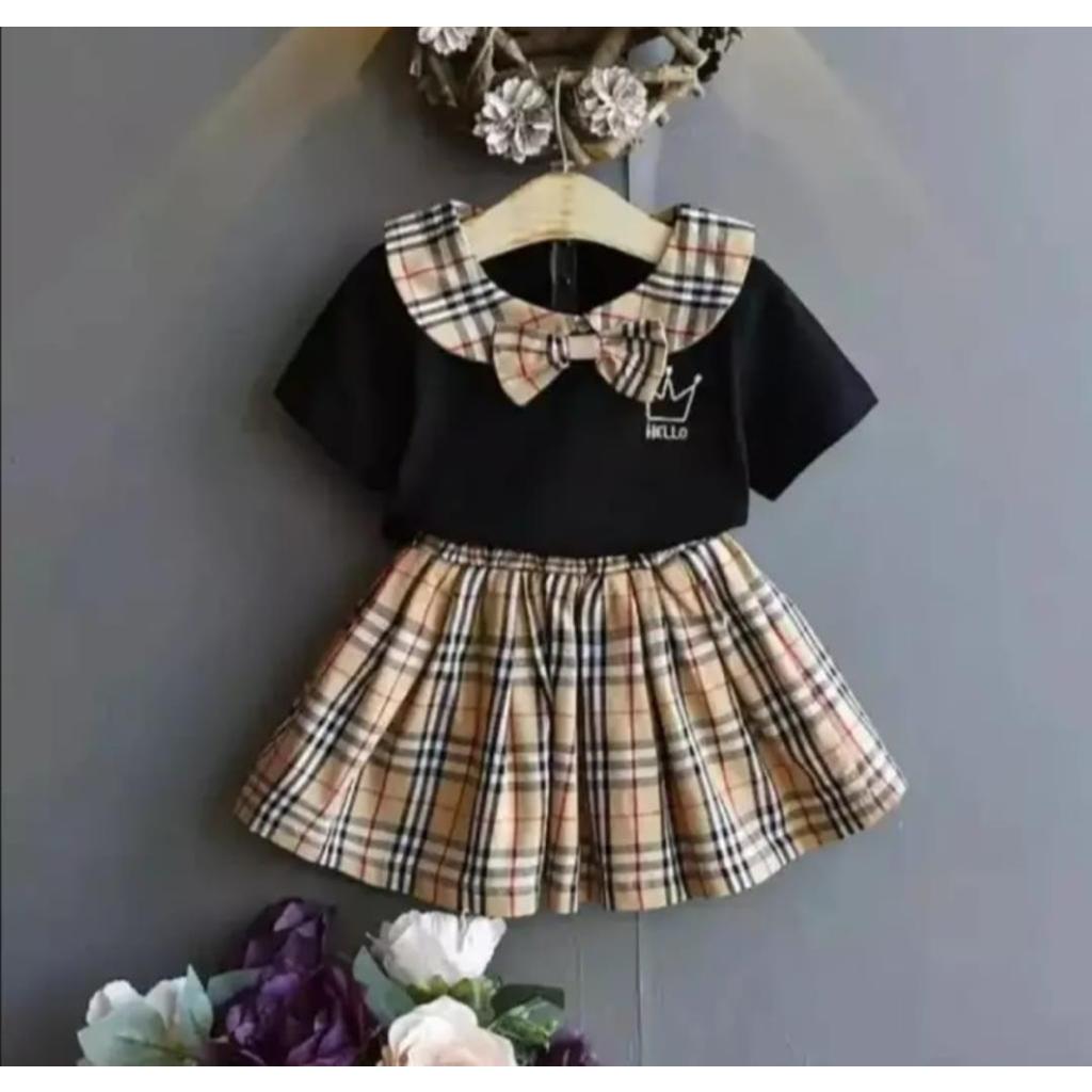 SETELAN ANAK PEREMPUAN MODEL ROK KOTAK2 BUAT USIA 1-5 TAHUN