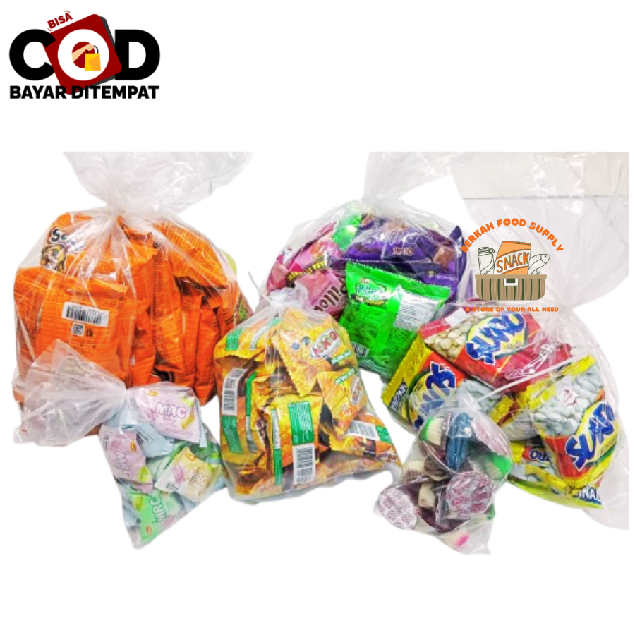 

[ BERKAH ] Aneka Snack Curah Cemilan Eceran Asin Manis Ahh Rolls Siip Choyo Momogi Komo Pilus Chocolatos All Varian Snack Murah Halal