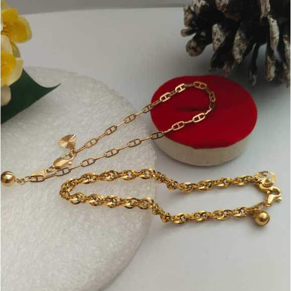 Tiara Jaya #Gelang Tangan Wanita Emas ASLI Rante Tangan Wanita Remaja Model Tambang Korea Elegan Dan