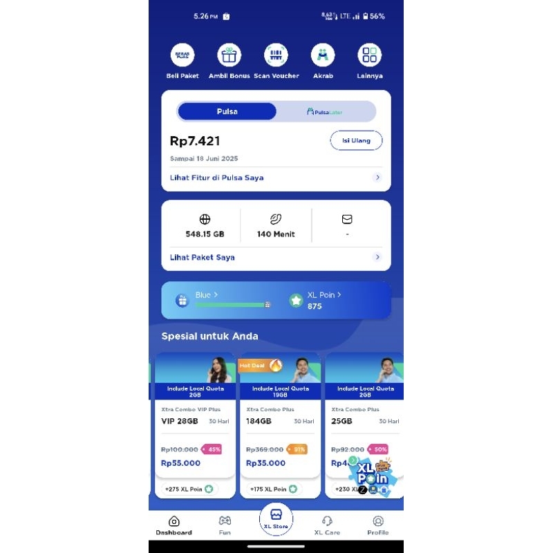 KARTU XL PROMO 91% 242 GB 35K