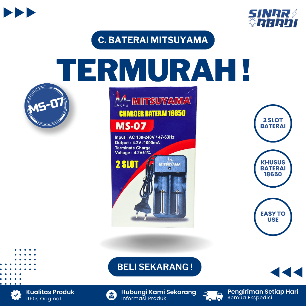 Mitsuyama Charger Baterai 2 Slot 4.2V 18650