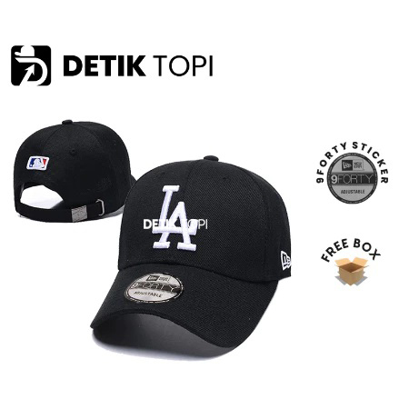 Topi LA Black White Baseball Cap MLB Hitam Putih