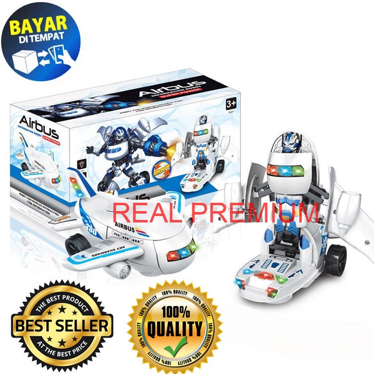 KODE X63U MAINAN ANAK PESAWAT ROBOT AIRBUS WARRIOR 2IN1 BUMP AND GO  MAINAN PESAWAT AIRBUS  DEFORMAT