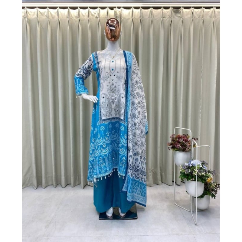 Setelan muslim sutra chinon pakistan import wanita