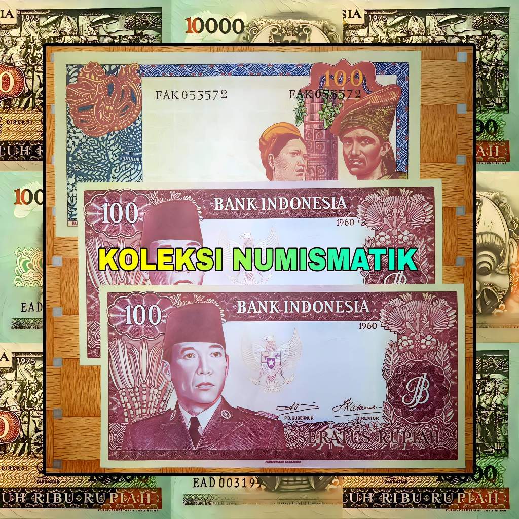 SOUVENIR REPRO UANG KERTAS KUNO INDONESIA 100 RUPIAH SOEKARNO PENARI 1960