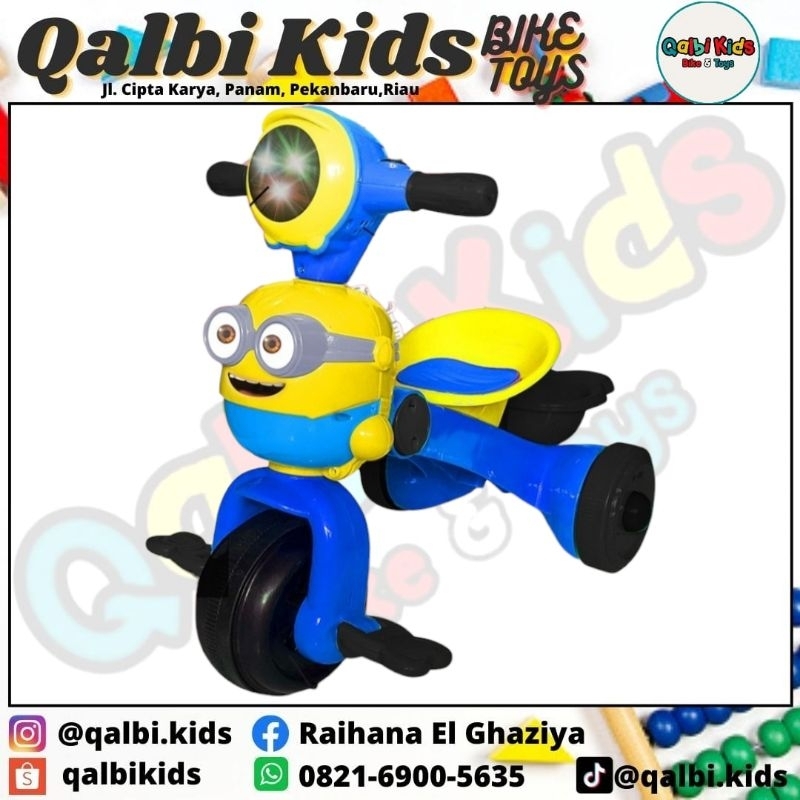Sepeda Motor Aki 2 in 1 Karakter Minion, Motor Aki Mini 2 in 1 Aki 6 Volt