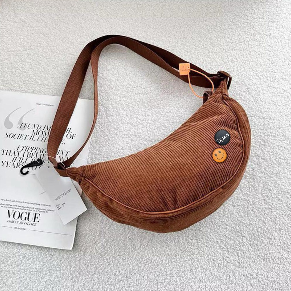 KODE H86C Tas Selempang Corduroy Lily Tas Slingbag Wanita Kobeo I FREE 2 BROSS