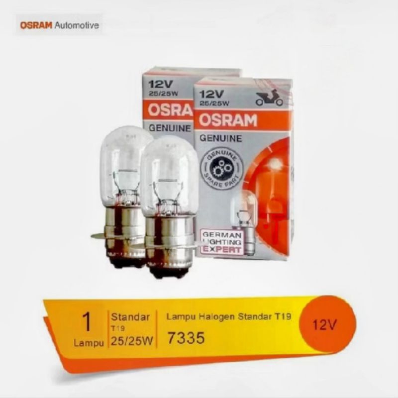 Lampu Depan Bohlam Osram K1 (7355) | Lampu Utama Bohlam Motor 12V 25W T19 M5 K1 Motor Matic/Bebek