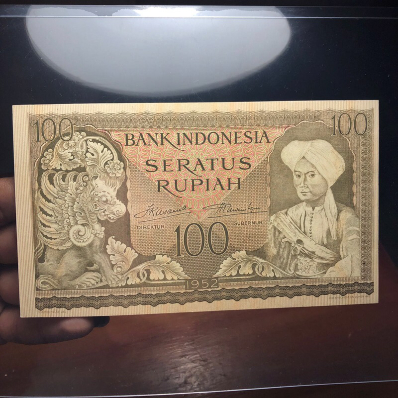 Uang Kuno 100 Rupiah Budaya 1952 Diponegoro mulus