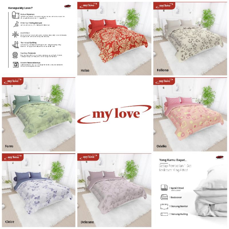- Bedcover set my love ukuran 160 x 200 T30 motif