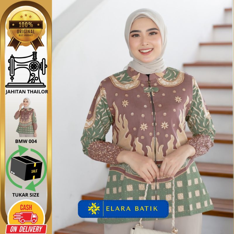 Batik Wanita Premium Elegan Blouse Lengan Panjang Asli Solo BMW 004