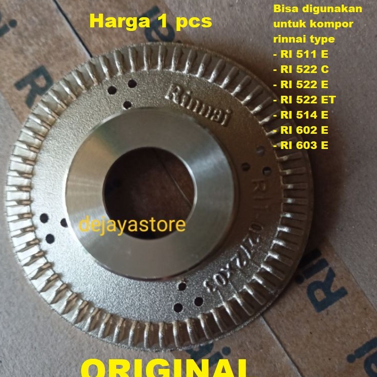 Burner rinnai 522asli rinnai seri 522CE logo rinnai