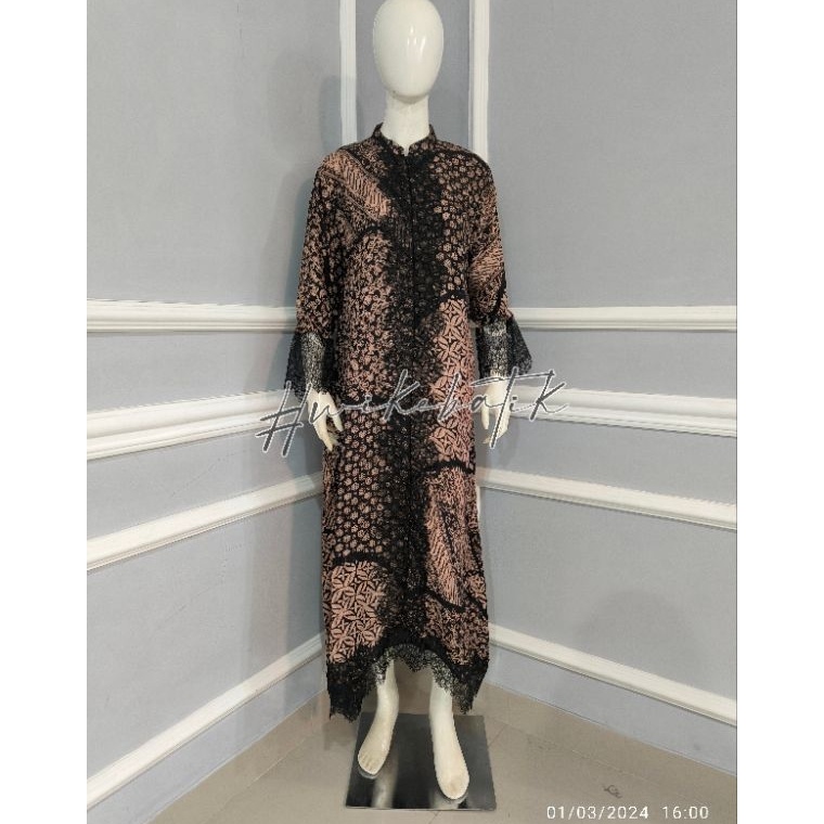 KODE E83I WIKE BATIK  KEISYA LONG DRESS GAMIS VISCOSE BUSUI  BATIK TRUSMI