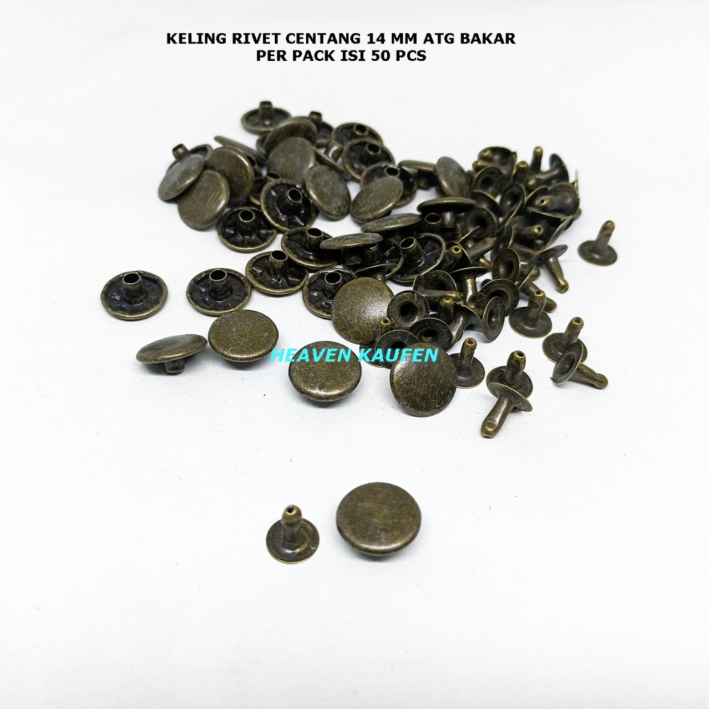 Paku Keling Rivet Centang Gepeng Datar 14 mm Warna ATG Bakar Per Pack isi 50 Pcs