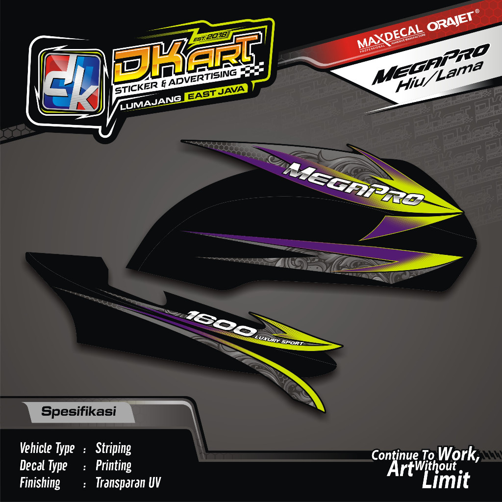 Striping Megapro Hiu TRANSPARAN UV Variasi Sticker Custom MP Hiu 2001 Motif Original Custom Grafis