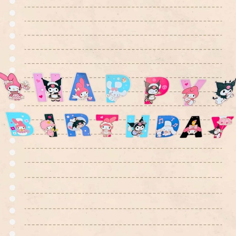 banner happy birthday motif kuromi/banner happy birthday