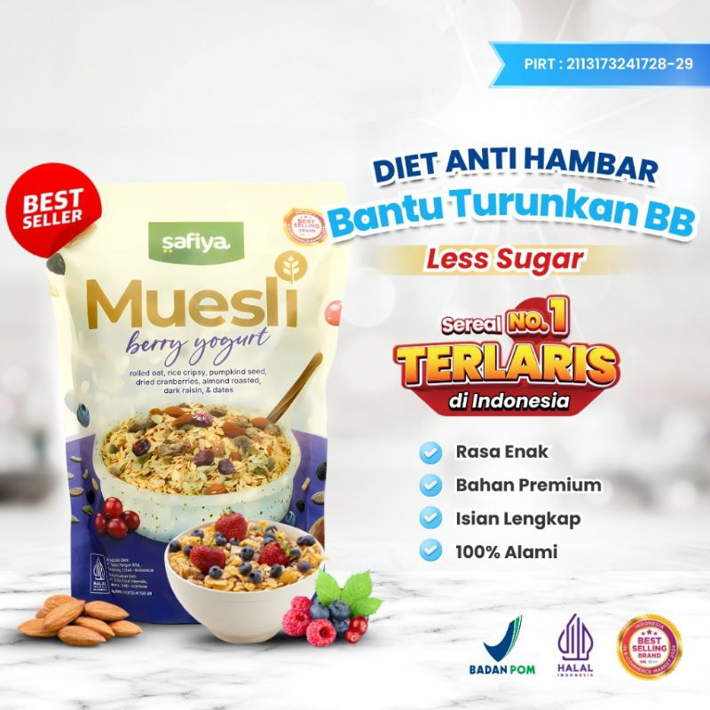 Safiya Muesli Berry Yogurt 1 Kg Sereal With Almond Premium