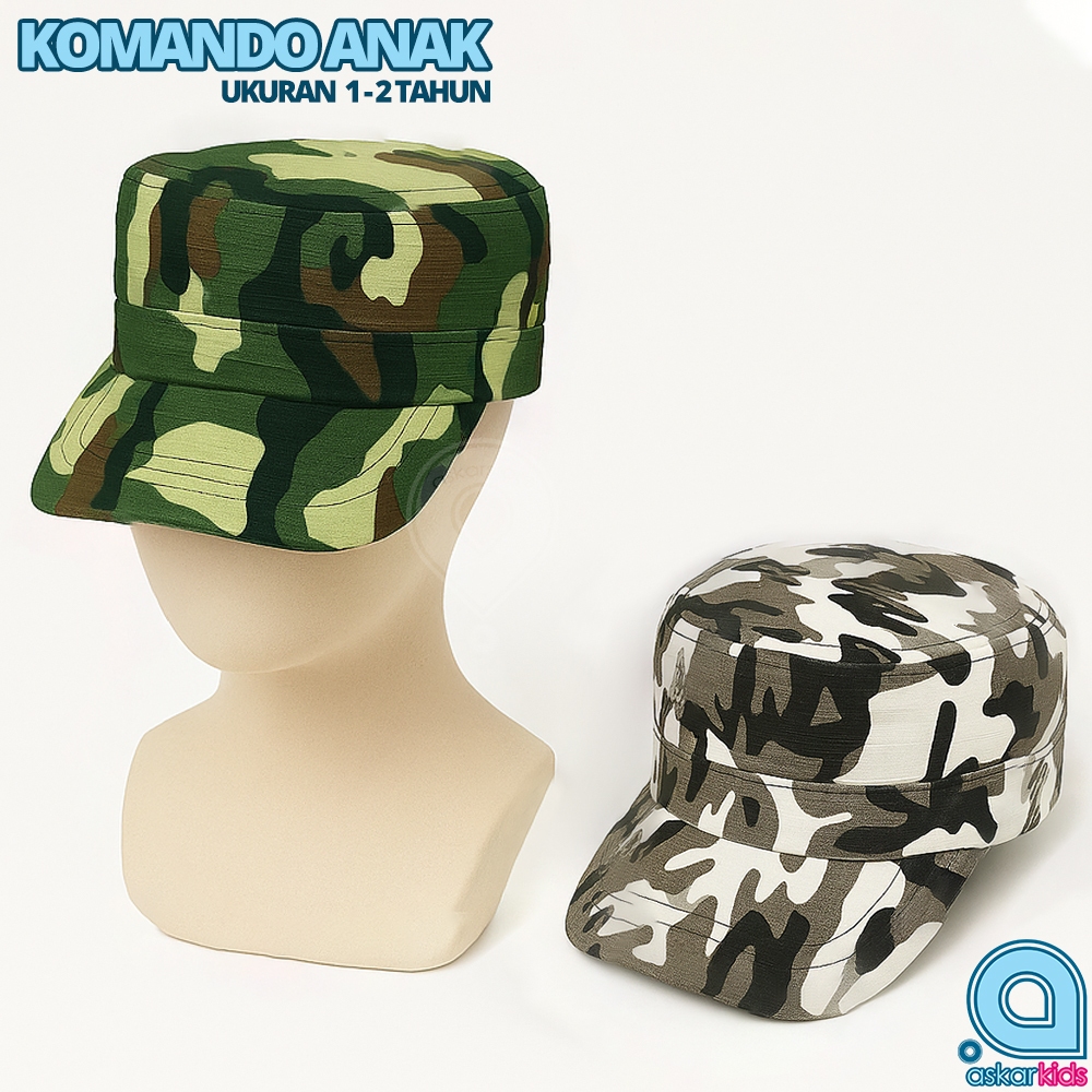 TOPI KOMANDO ANAK LAKI-LAKI ARMY | Topi Loreng Tentara Usia 1–2 Tahun Bahan Adem