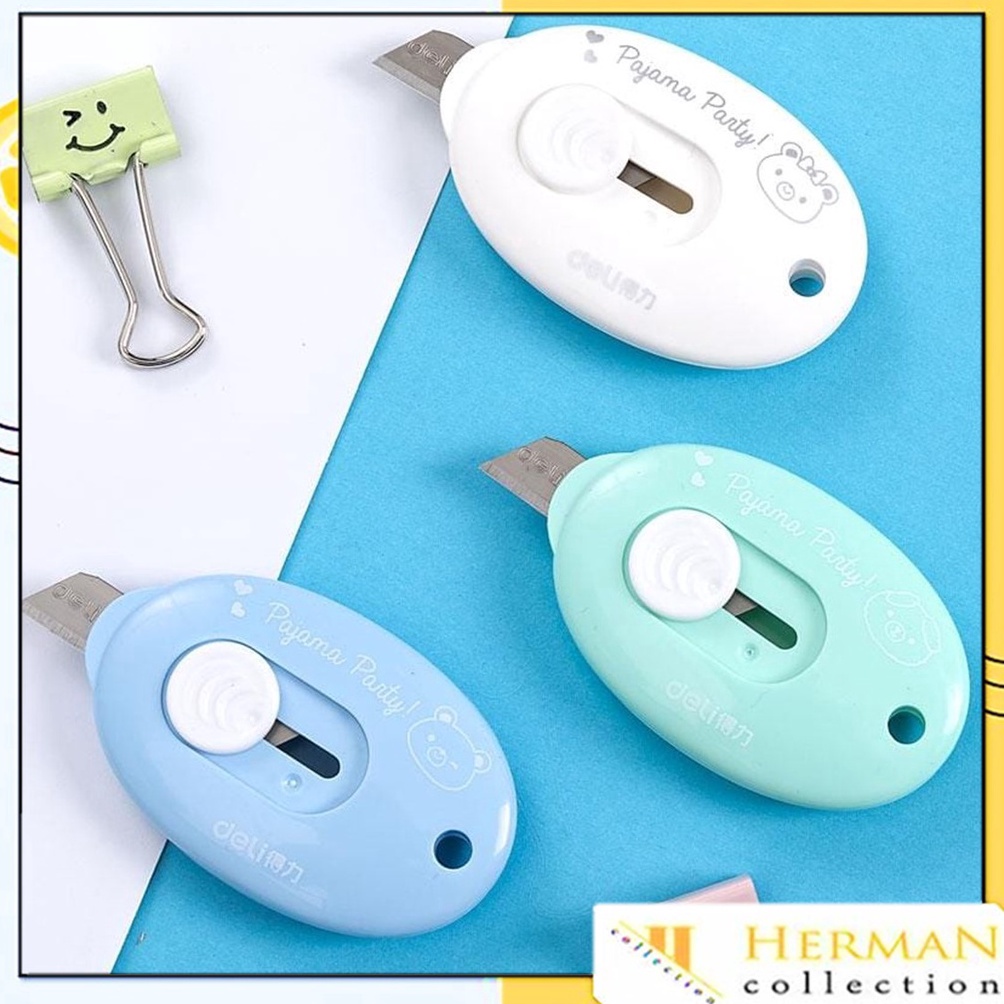 

New HC Cutter Mini Portable Bentuk Oval Mini Cutter Polos Travel Kit Pemotong Kertas Paper Cutter Lucu Bentuk Awan Warna Pastel Untuk Unboxing Paket