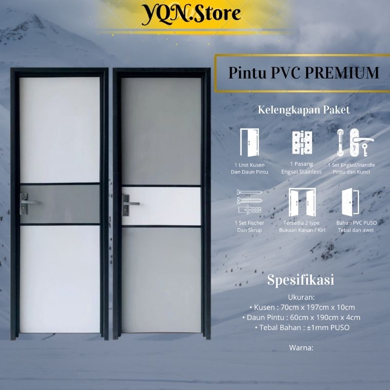 PROMO Pintu Kamar Mandi PVC Tebal Premium untuk Toilet WC Minimalis Estetik Fullset Kusen Pintu