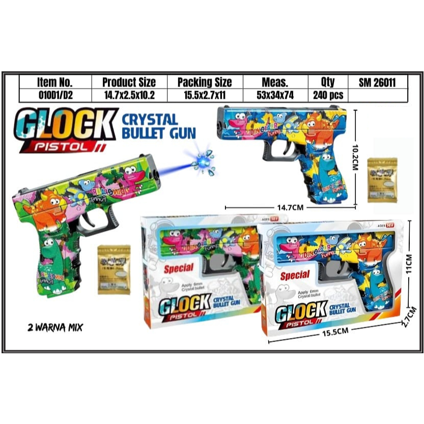 Mainan Anak Mainan Tembakan_Mainan Pistol Gel Pistol Crystall Bullet Gun Glock Shooting Gun