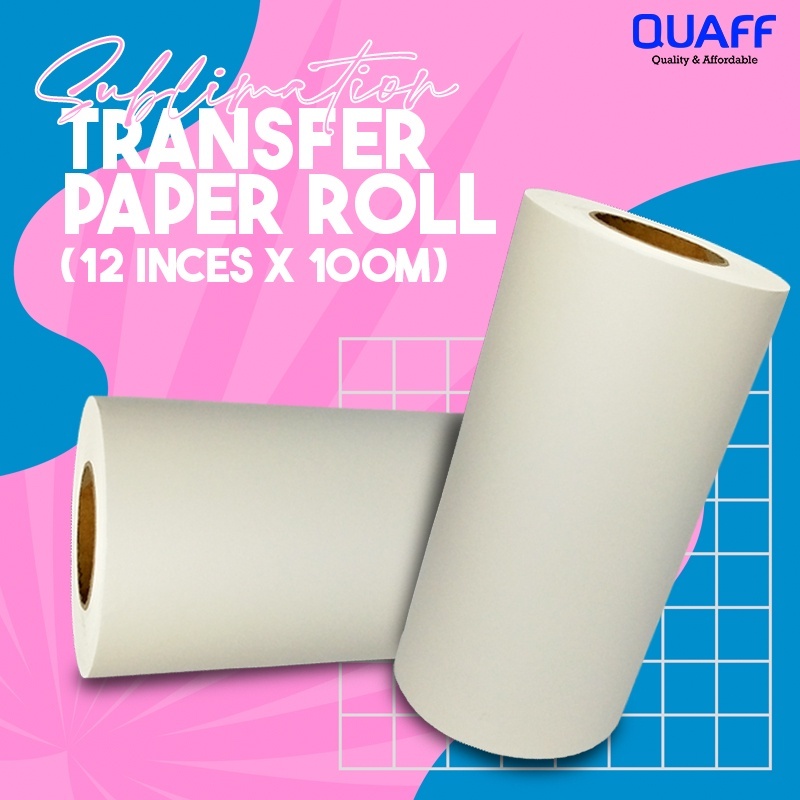 

QUAFF Kertas Roll Sublime Paper 100GSM (0.21M*100M）/Sublimation Transfer Paper Roll (12 inches * 100mtrs)