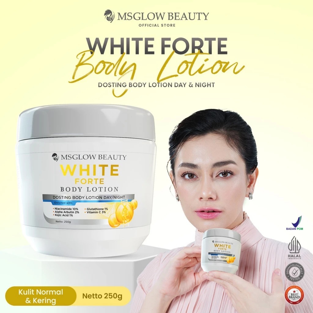 MS GLOW HB DOSTING with 15X Advanced Whitening - 250 GR -Pemutih Badan Ampuh dan Cepat, Melindungi K