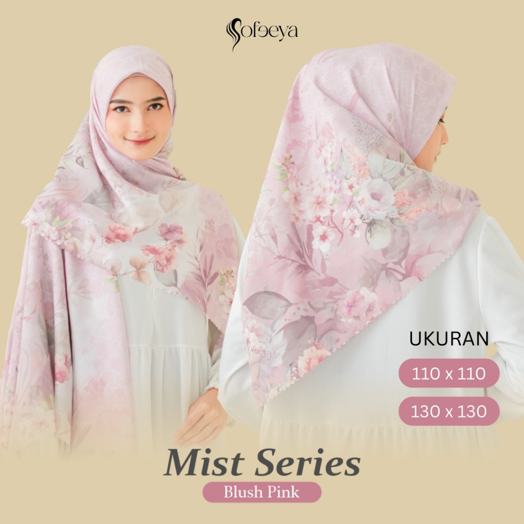 SOFEEYA - Hijab Voal Motif Printing Mist Series Jilbab 110 x 110 cm dan Syari Jumbo 130 x 130 cm Mot