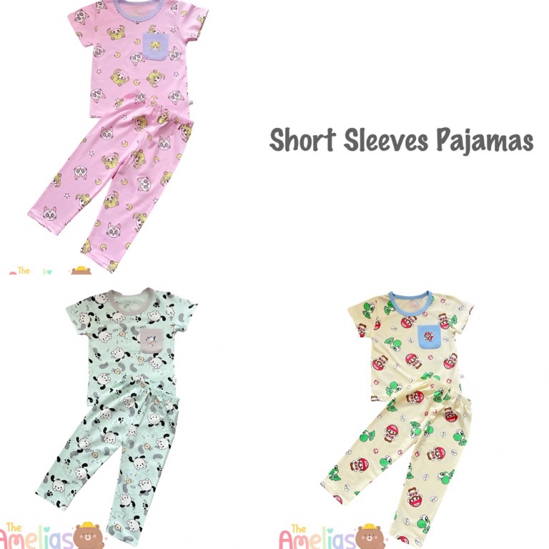 KODE U78L piyama baju tidur anak unisex laki perempuan super mario pochacho sailor moon premium qual