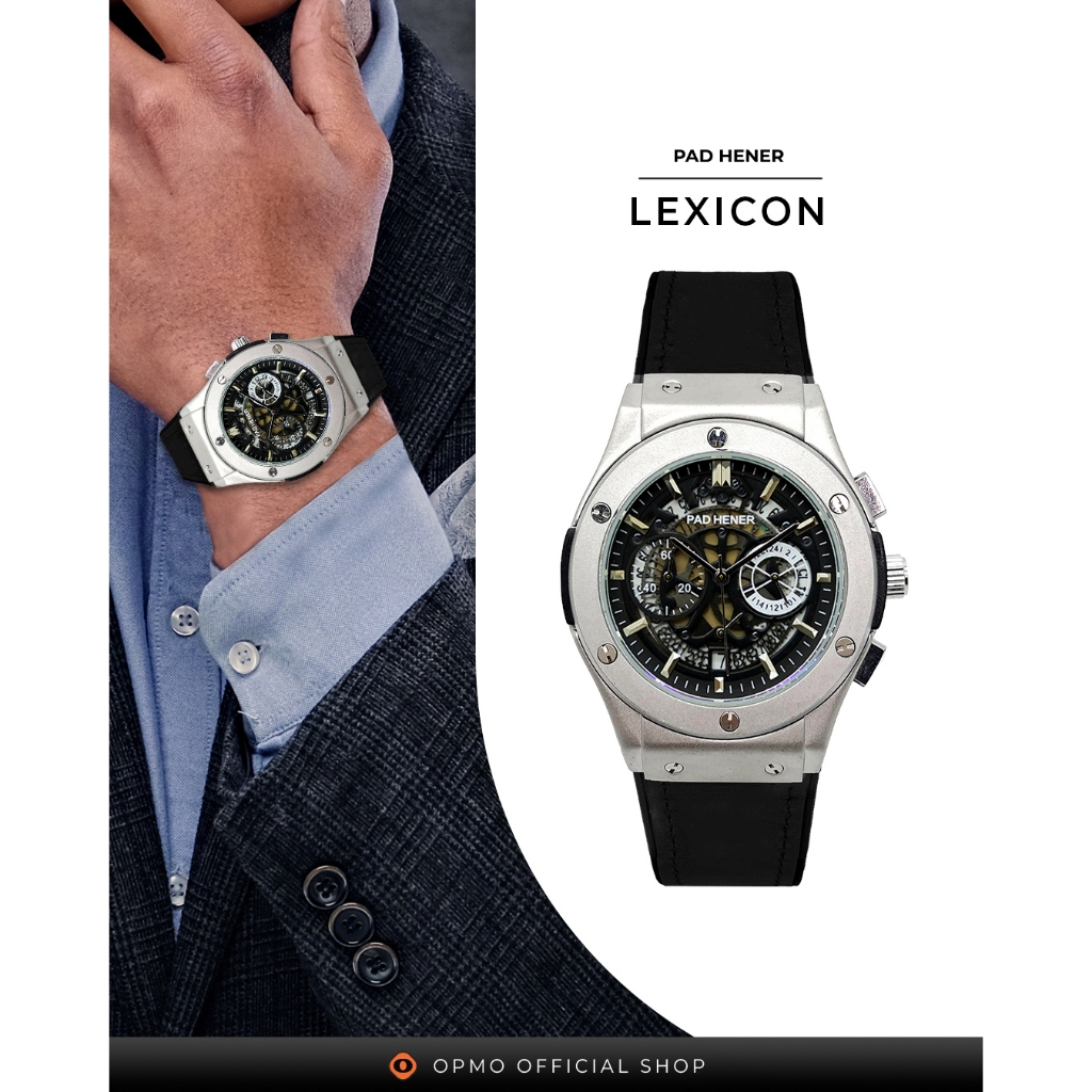 PAD HENER LEXICON Jam tangan Pria Kulit  Series Krono Kuarsa Analog Jam Tangan Cowok